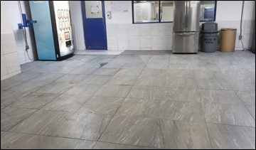 Acabado final de pisos cerámicos industriales en nave industrial Tampico Tamaulipas JALMOR